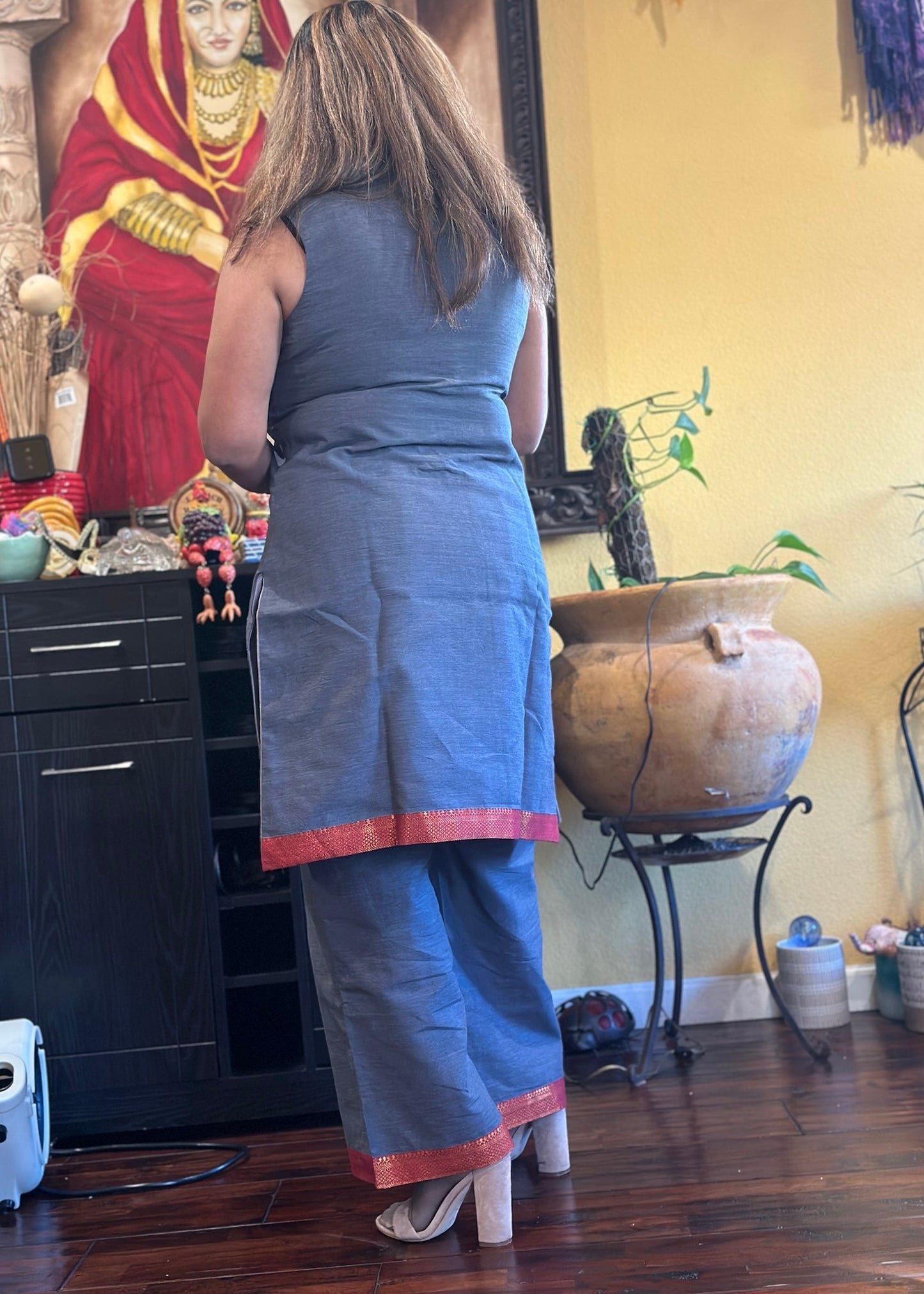 Grey Mangalgiri Co-ord Set