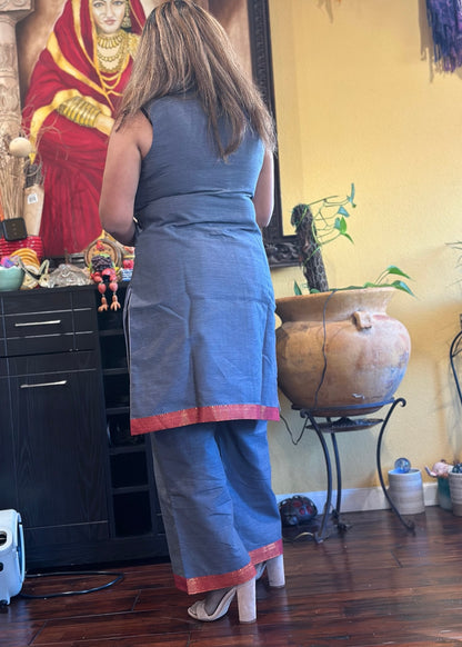 Grey Mangalgiri Co-ord Set