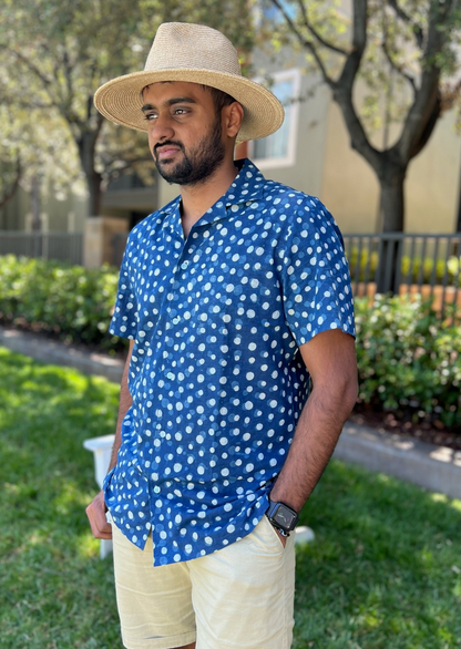 Mens Blue Polka Dot Shirt